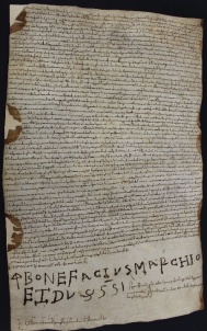 113 C.6.CXIIIr, Donazioni di corti tra il duca Bonifacio di Toscana e Wiberto vescovo, Cornigliano, 1038, set. 17